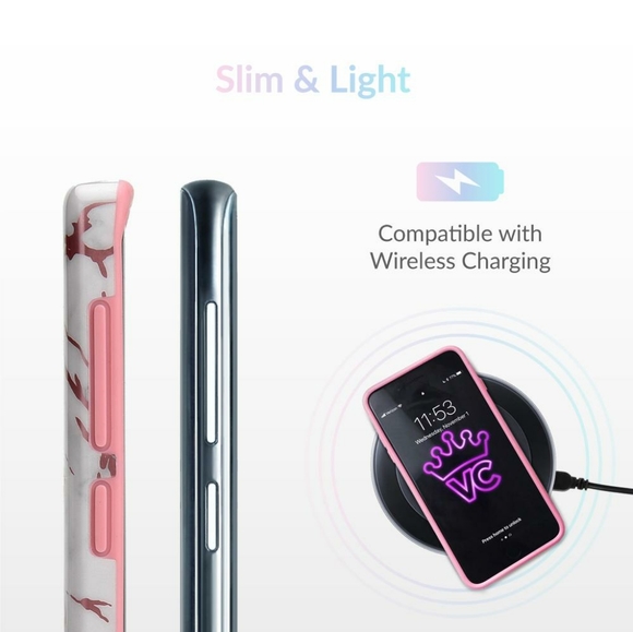 White Marble Pink Chrome Samsung Galaxy S9 shockproof Case - Picture 5 of 7